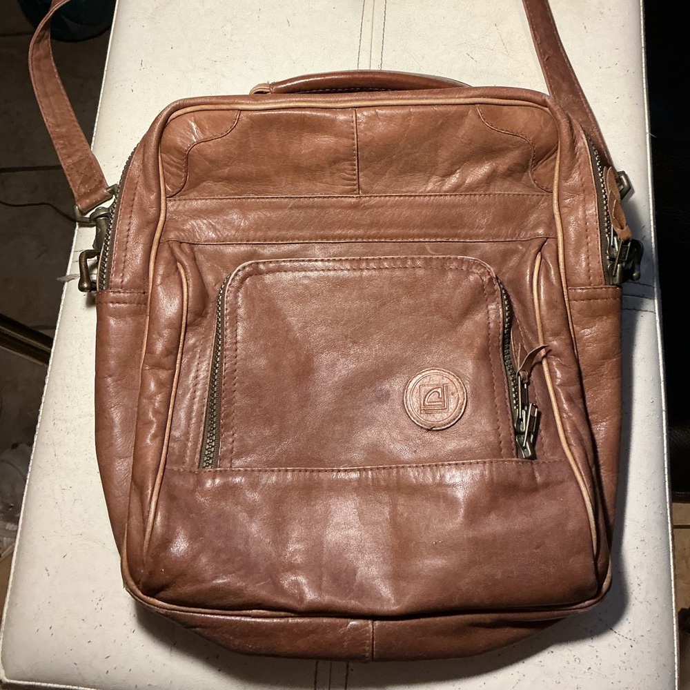 Leather Crossbody Bag - Brown